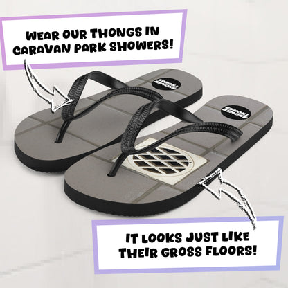 Shower Thongs - Blue Tile with Square Drain